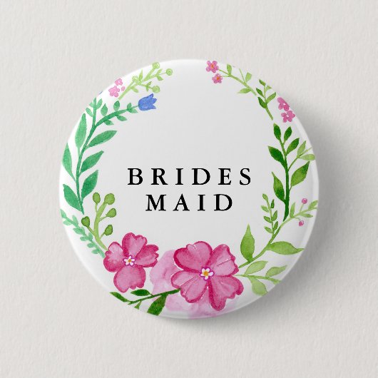 Floral Bridesmaid Wedding Button (Vorderseite)