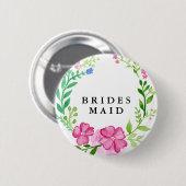 Floral Bridesmaid Wedding Button (Vorne & Hinten)