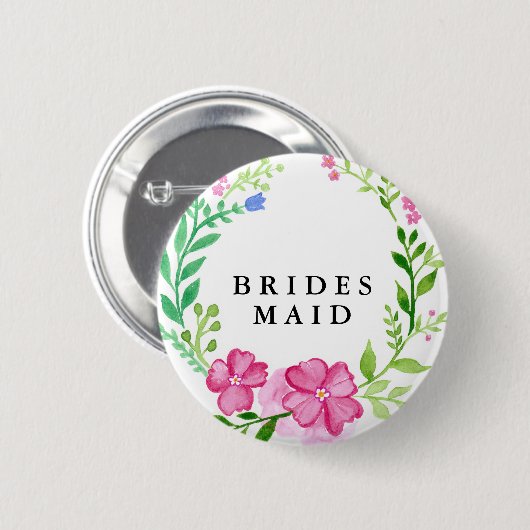 Floral Bridesmaid Wedding Button (Vorne & Hinten)