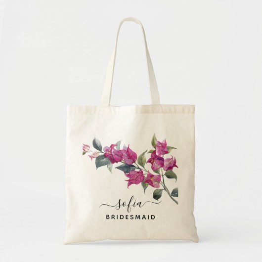 Floral Bridesmaid Wedding Tote Bag Pink Blume Tragetasche (Vorne)