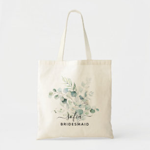 Floral Bridesmaid Wedding Tote Tag Blue Green Tragetasche