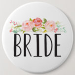 floral | Bridge Button<br><div class="desc">Hübsches Button mit Blumenmuster,  das "Bride" sagt.</div>