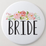 floral | Bridge Button<br><div class="desc">Hübsches Button mit Blumenmuster,  das "Bride" sagt.</div>