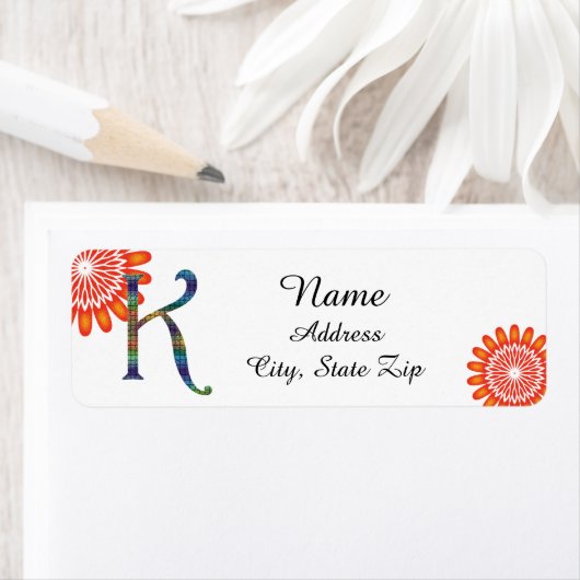 Floral Bright Orange Letter K Mosaik Monogram (Insitu)