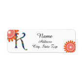 Floral Bright Orange Letter K Mosaik Monogram (Vorne)