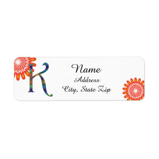 Floral Bright Orange Letter K Mosaik Monogram