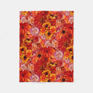 Floral Bright Rojo Bouquet Rich Red Hot Daisies Fleecedecke