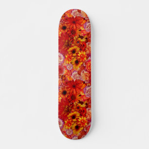 Floral Bright Rojo Bouquet Rich Red Hot Daisies Skateboard