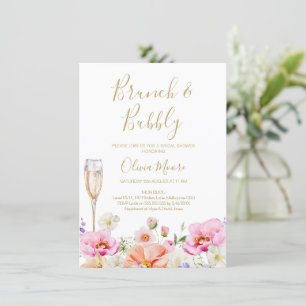 Floral Bright Spring Bridal Brunch Brautparty Einladung