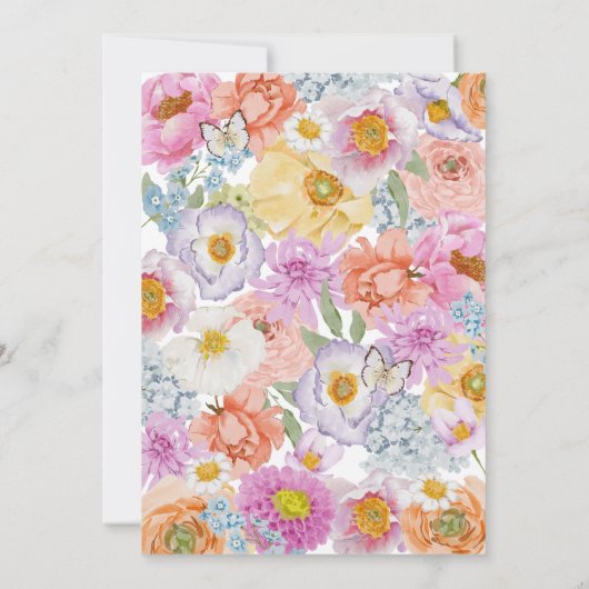 Floral Bright Wedding Einladung (Rückseite)