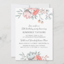 Floral Brithday Party Vintag Einladung