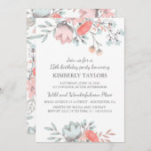 Floral Brithday Party Vintag Einladung (Vorne/Hinten)