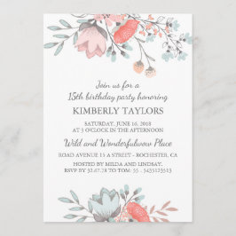 Floral Brithday Party Vintag Einladung