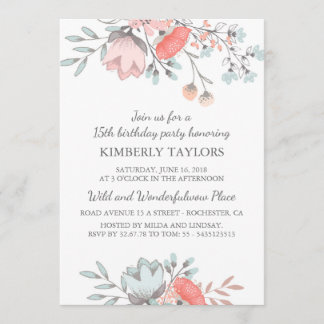 Floral Brithday Party Vintag Einladung