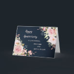 Floral Brother & Sister in Law Wedding Jubiläum Karte<br><div class="desc">Glückliche Hochzeitskarte für Schwestern und Juristen mit eleganten,  rot-rosa Aquarell-Blume und marineblau Hintergrund und Herz-gefühlten Vers.</div>