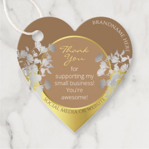 Floral Brown & Gold mit Silberner Blume Vielen Dan Geschenkanhänger