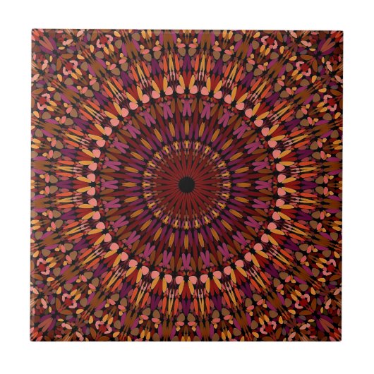 Floral Brown Mandala Design-48566 Fliese (Vorderseite)