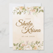 Floral Brown Pastel Elegance Wedding with Photo Einladung (Rückseite)