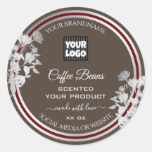 Floral Brown-Produktverpackungsetiketten mit Logo