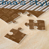 Floral Brown Stripe Jigsaw Puzzle Daisy (Seite)