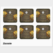 Floral Brown Tree Bark Grain Product Labels Logo Quadratischer Aufkleber (Blatt)
