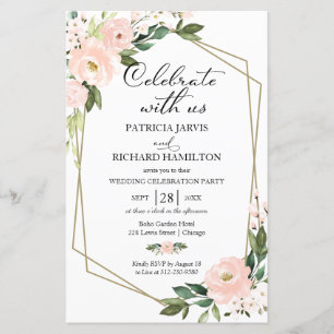 Floral Budget Casual Hochzeit 5.5x8.5 Einladung