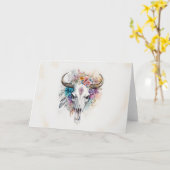 Floral Bull Skull Wasserfarben Kunst Karte (Gelbe Blume)