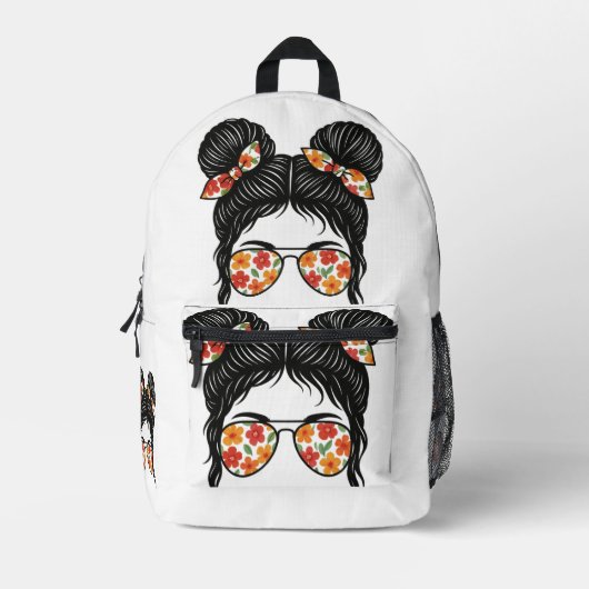 Floral Bun Girl - Summer Chic Bedruckter Rucksack (Vorderseite)