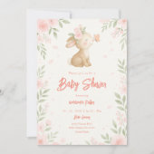 Floral Bunny Baby Dusche Einladung (Vorderseite)
