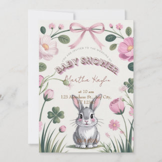 Floral Bunny Baby Shower Invitation Einladung