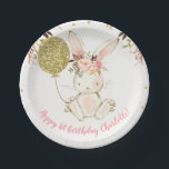 Floral Bunny Birthday Party Paper Plate Pappteller<br><div class="desc">Floral Bunny Birthday Party Paper Plate

Niedlicher Goldballon und Imitat mit Tagesgebäck und Tagesgebäck.  Ein Teil der Geburtstagsaufladung ist auch im Laden erhältlich.</div>