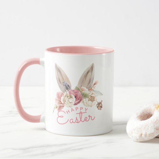 Floral Bunny Ears | Happy Easter  Tasse (Mit Donut)