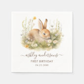 Floral Bunny Girl's Spring 1. Geburtstag Serviette (Vorderseite)