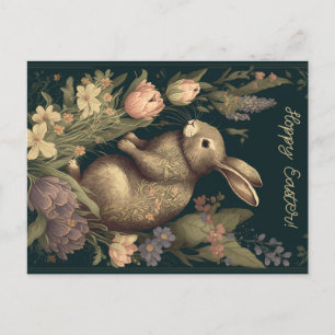 Floral Bunny Hop: Antike Ostergrüße, Hoppy Postkarte