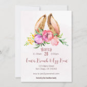 Floral Bunny Oars Osterfeier Party Einladung (Vorderseite)