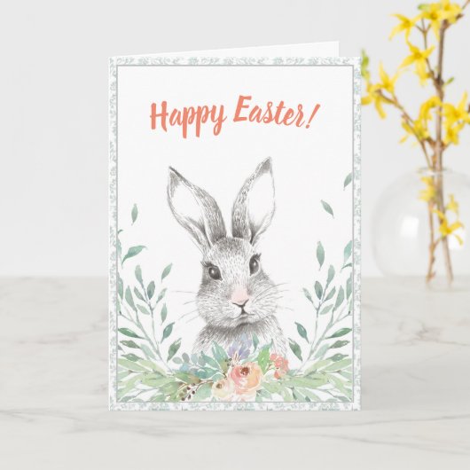 Floral Bunny Oaster Karte (Gelbe Blume)