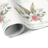 Floral Bunny Ohr & Eggs Ostern Geschenkpapier (Rolleneckpunkt)