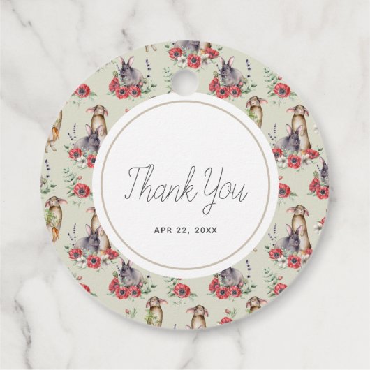 Floral Bunny Oster Geschenkanhänger (Rückseite)