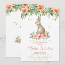 Floral Bunny Rabbit Baby Dusche Woodland Baby Girl