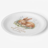 Floral Bunny Rabbit Babydusche Pappteller (Schrägansicht)