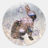 Floral Bunny Runder Aufkleber (Vorderseite)