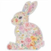 Floral Bunny Silhouette Aufkleber (Vorderseite)