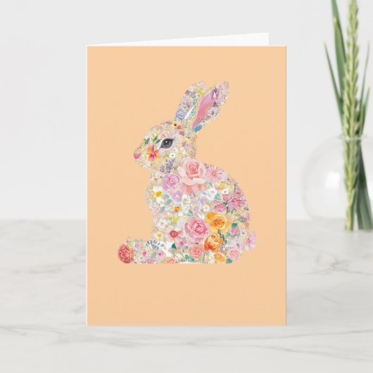 Floral Bunny Silhouette Karte (Vorderseite)