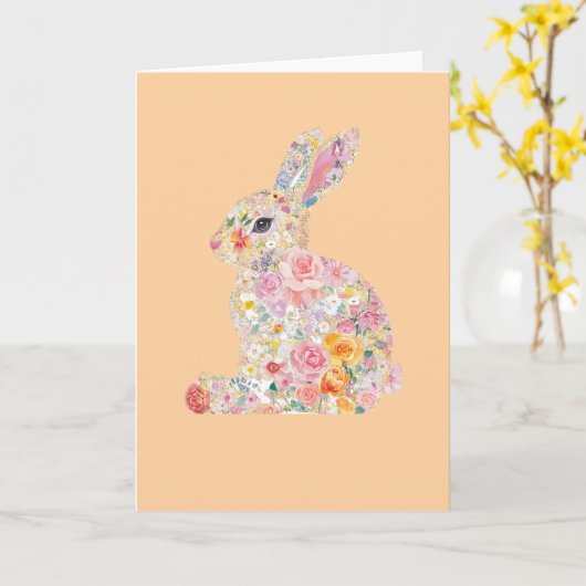 Floral Bunny Silhouette Karte (Gelbe Blume)