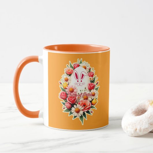 Floral Bunny – Spring Easter Illustration - caneca Tasse (Mit Donut)