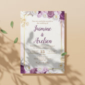 Floral Burgund Editable Wedding Einladung