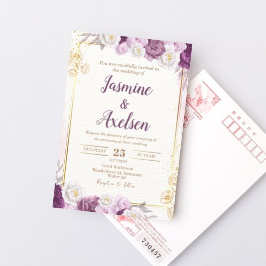 Floral Burgund Editable Wedding Einladung