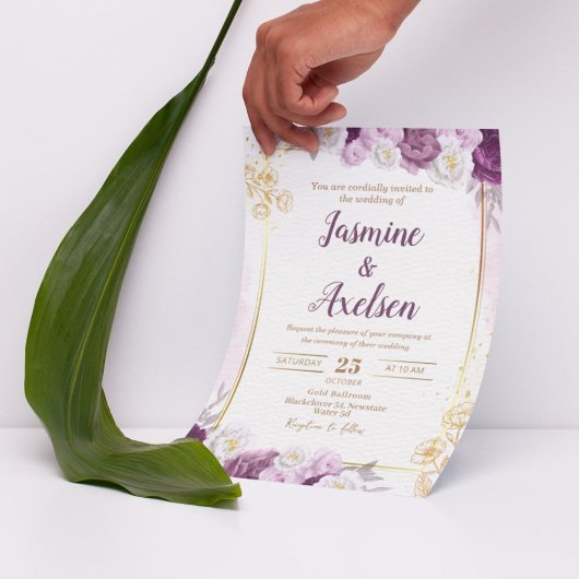 Floral Burgund Editable Wedding Einladung