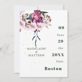Floral Burgund Gold Blush Eleganter Chic Save The Date