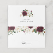 Floral Burgund Grüne Magnolia Platzkarte (Außenseite Aufgefaltet)